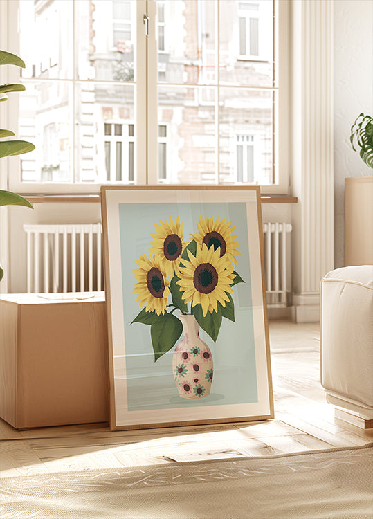 Vase mit Sonnenblumen Poster