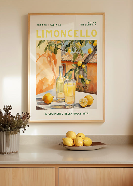 Limoncello, Aquarell, frisches Poster