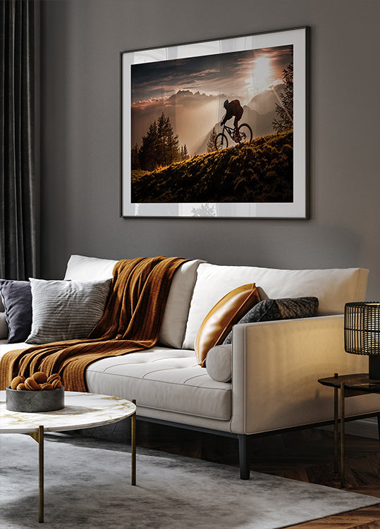 Poster zur goldenen Stunde beim Radfahren