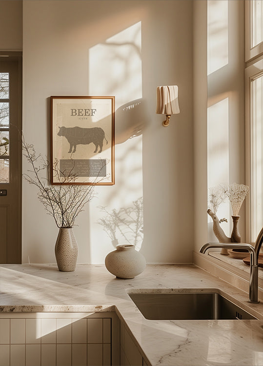 Poster mit Rindfleischstücken