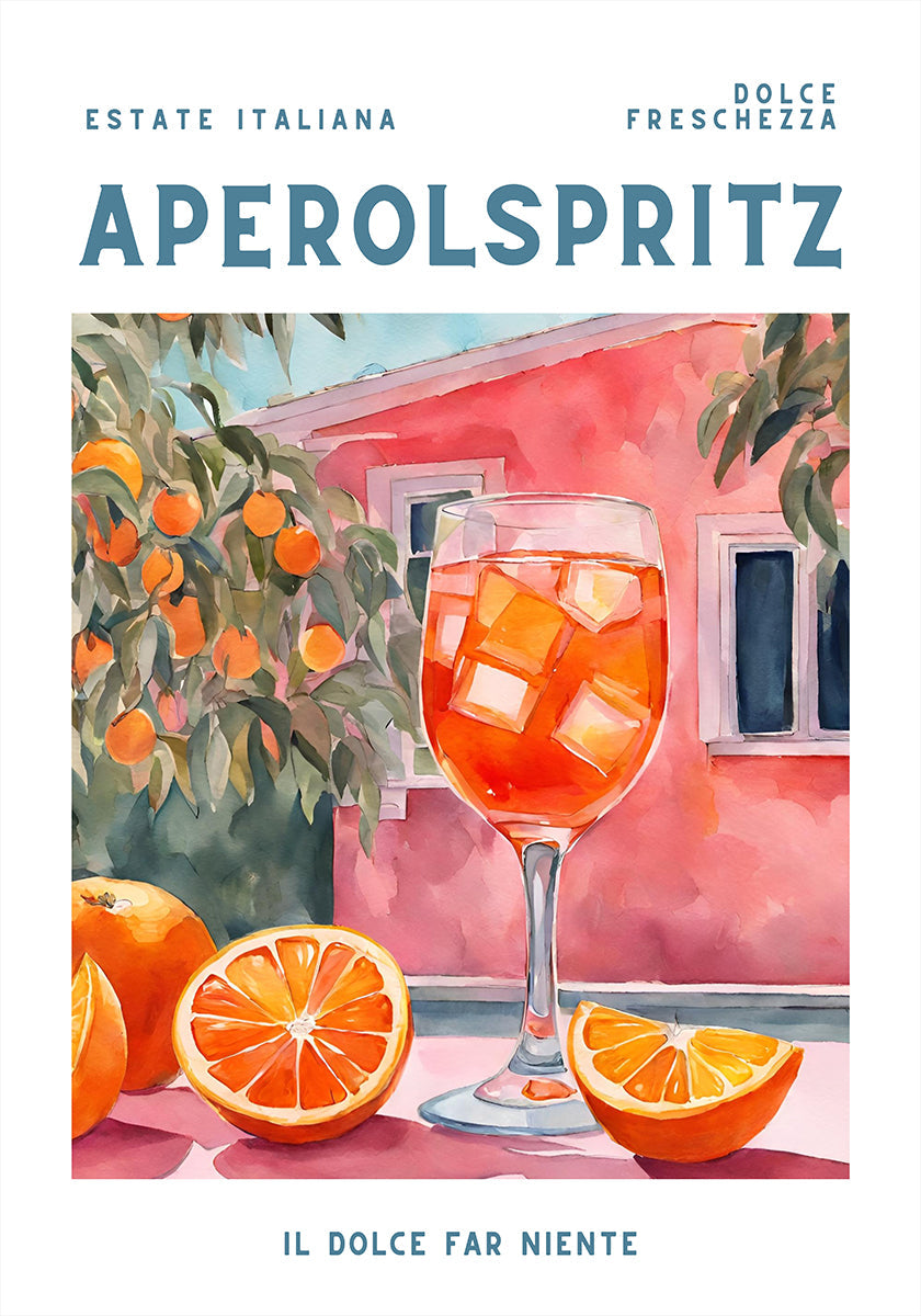 Aperol Spritz, Aquarell, frisches Poster