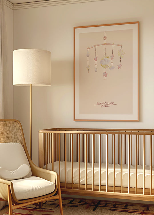 Baby Mobile, Pastel Nursery Personalized Plakat - Posterbox.dk