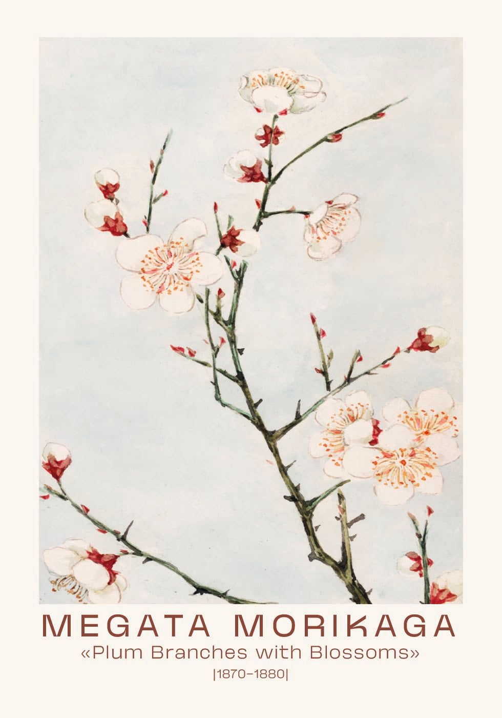 Megata Morikaga, Plum Branches with Blossoms Plakat - Posterbox.dk