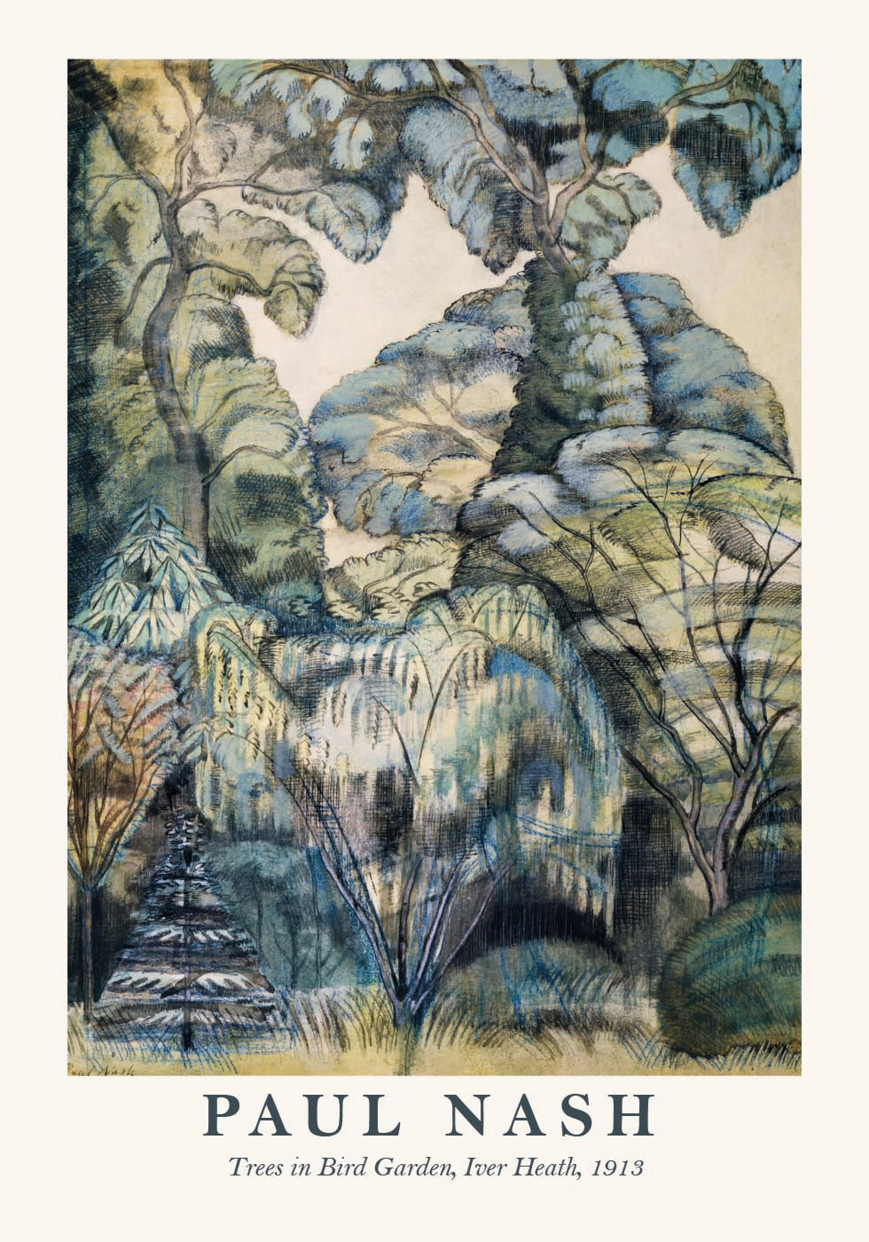 Paul Nash, Trees in Bird Garden Plakat - Posterbox.dk