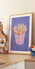 Glitter French Fries in Pink Striped Cup - Unique Food Art Plakat - Posterbox