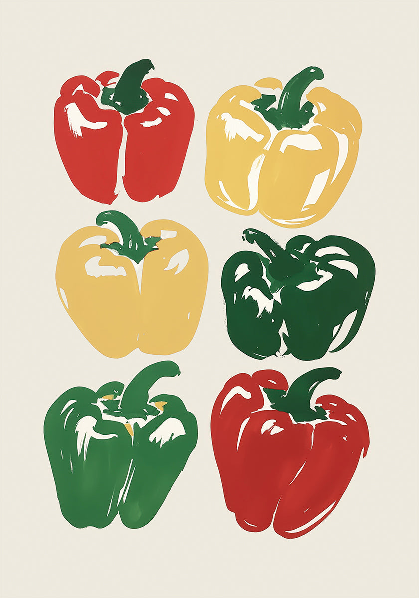 Colorful Bell Peppers Art Plakat - Posterbox