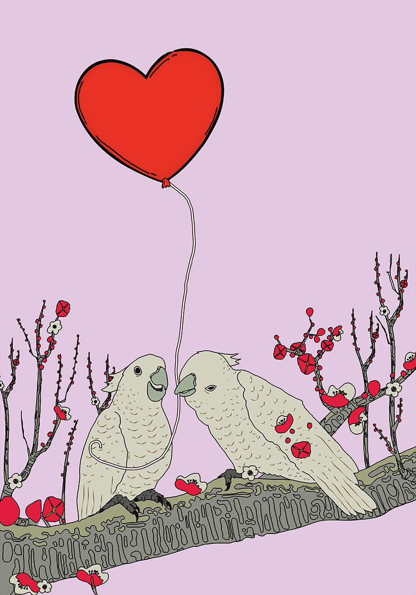 Two Birds Perched On A Branch (NEW) - Posterbox