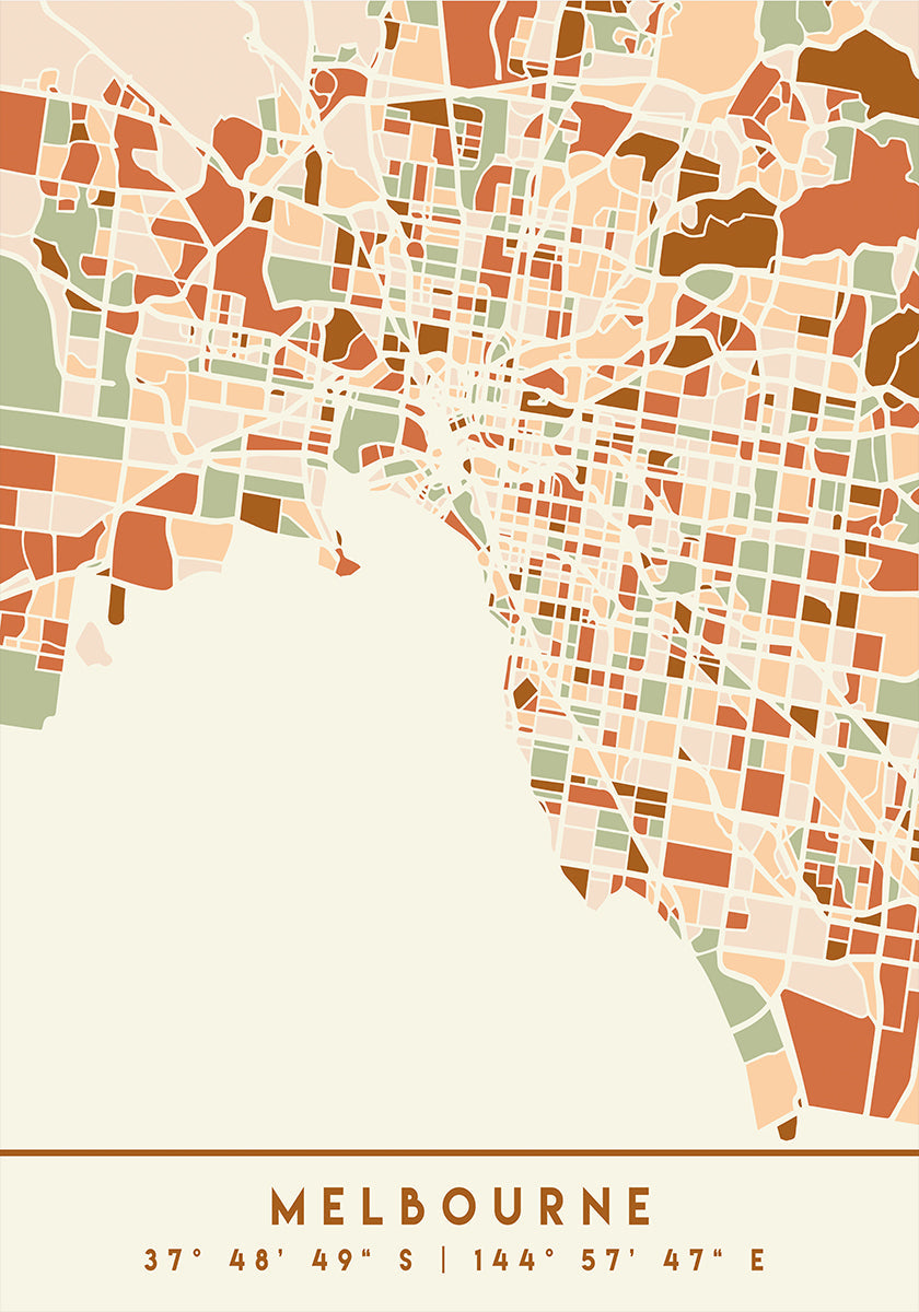 Black Maps Earth Tones 50 Plakat - Posterbox