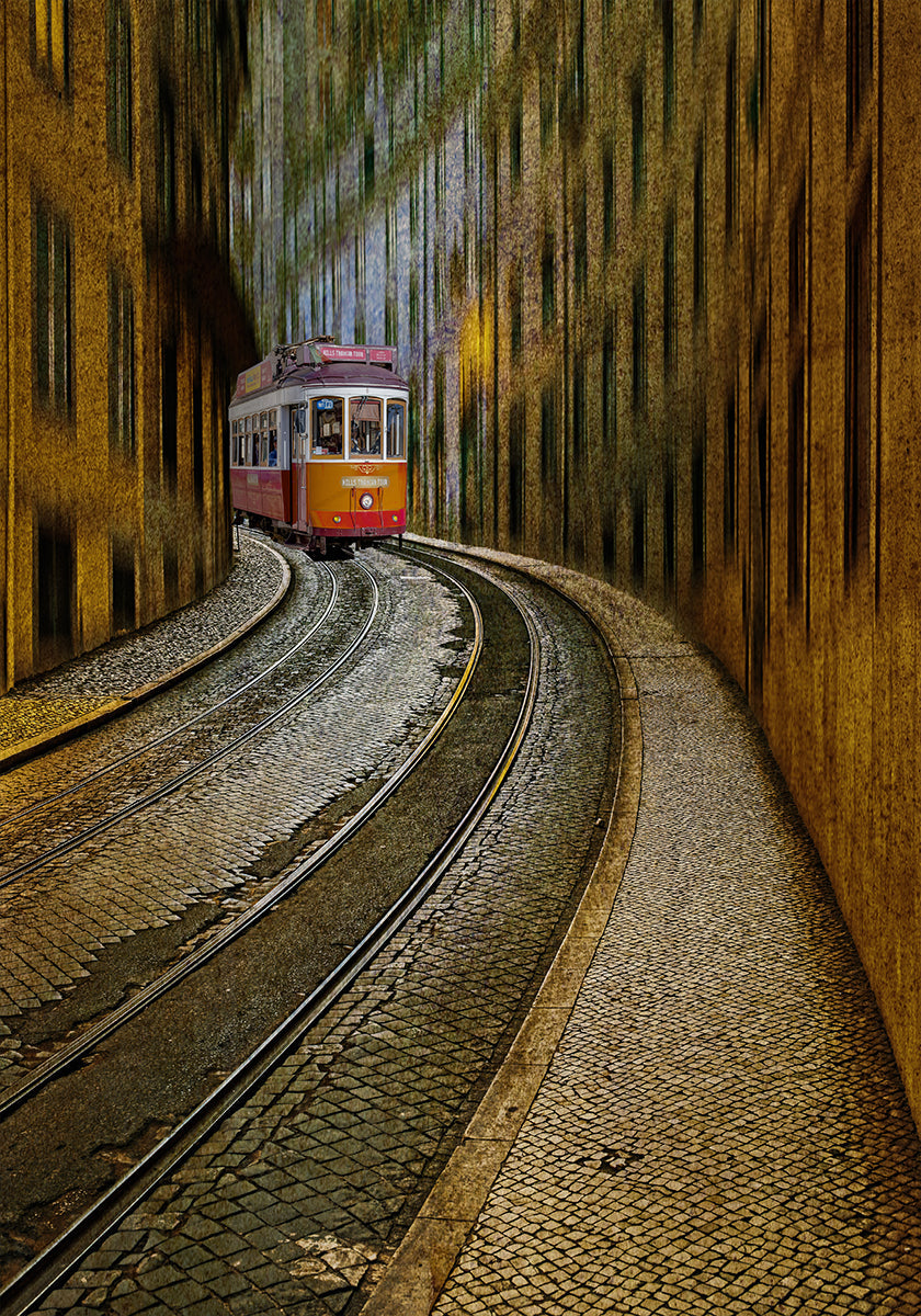 Eisenbahn mit Straßenbahn Poster