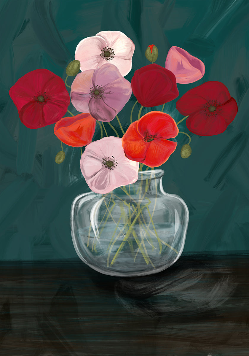 Vase mit Mohnblumen