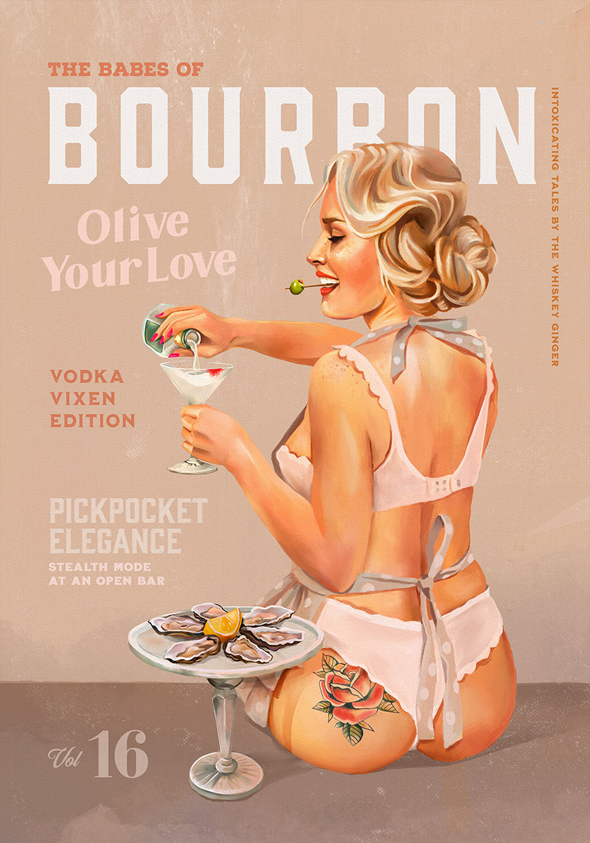 Bourbon Babe Vol 16 Vintage Vodka Martini Pin Up Girl Poster