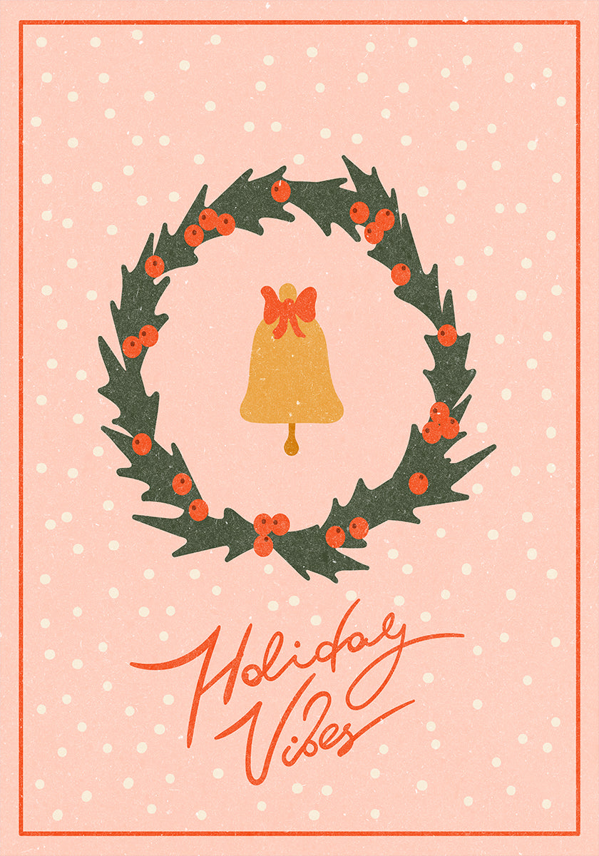 Weihnachtskranz mit Glocke und Schleife Poster