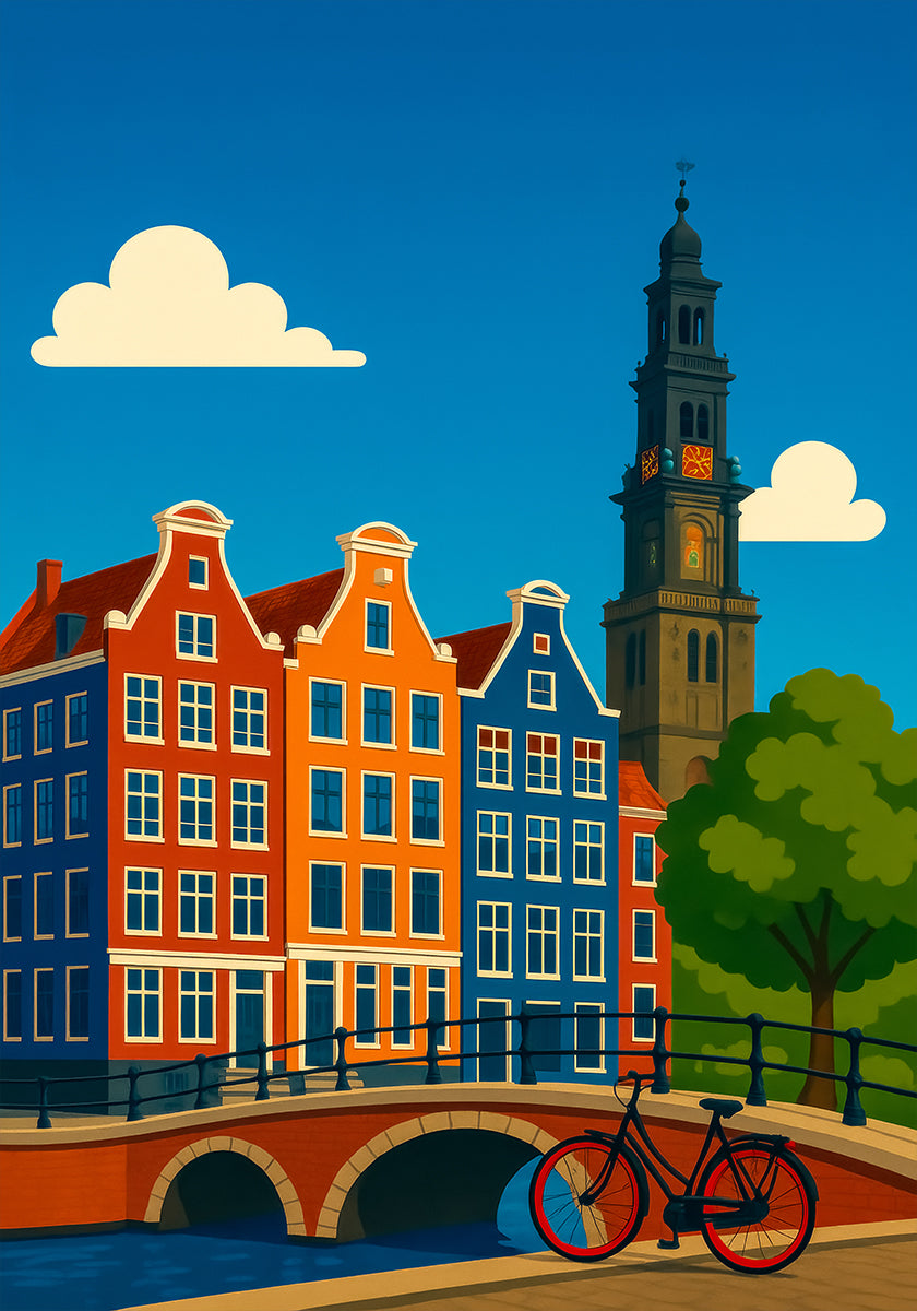 Amsterdamer Kanal- und Fahrradplakat