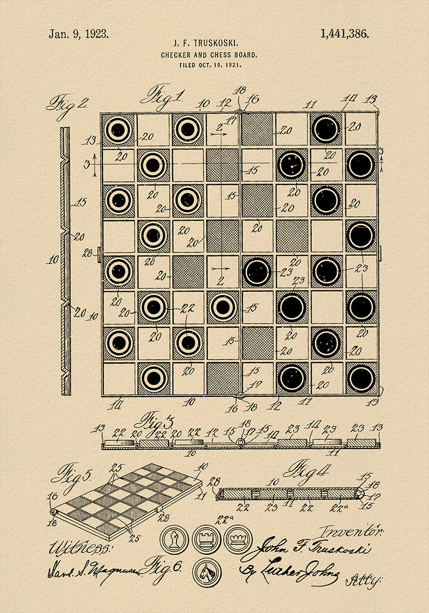 Checker- und Schachbrett-Patent 1921 Poster