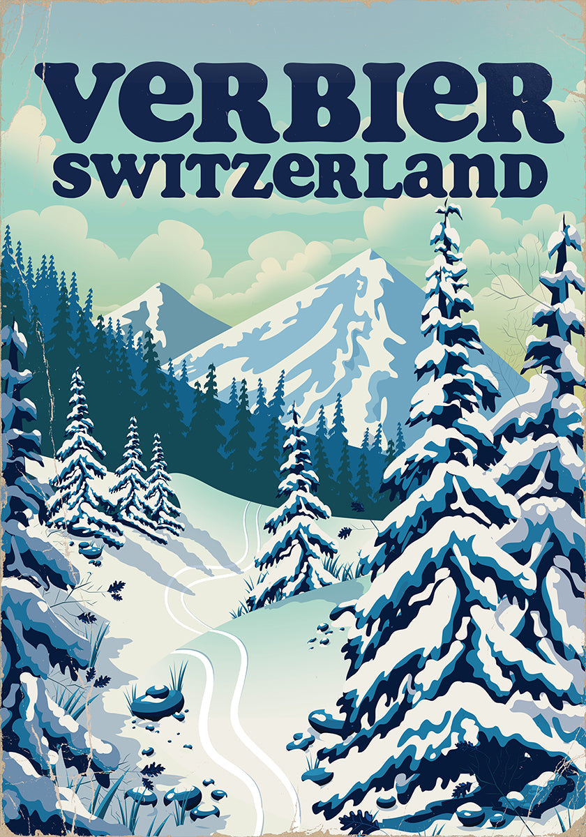 Verbier Schweiz Ski Poster (NEU)