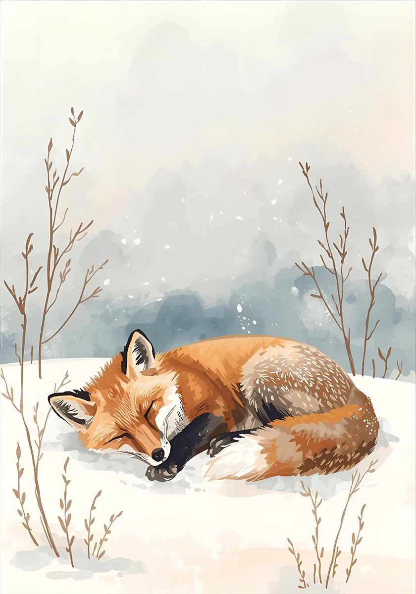 Schlafender Fuchs im Schnee Plakat - Posterbox