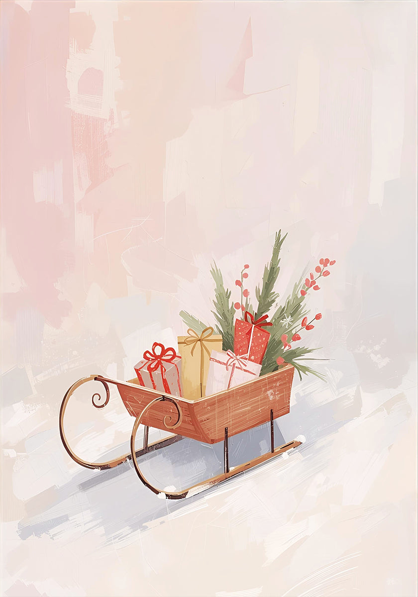 Schlitten mit Geschenken Poster
