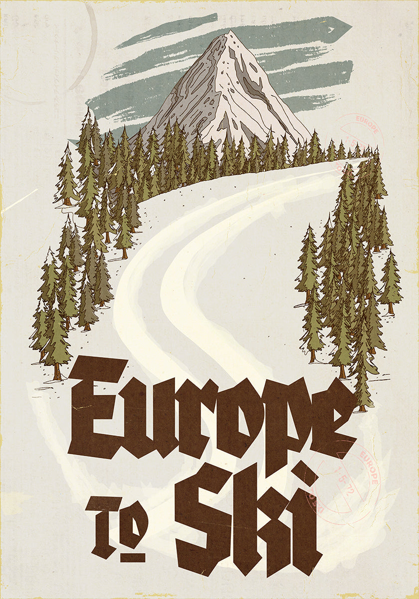 Europe To Ski Vintage Reisepostkarte (NEU)