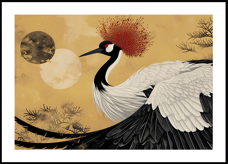 Abstract red-crowned crane Plakat - Posterbox