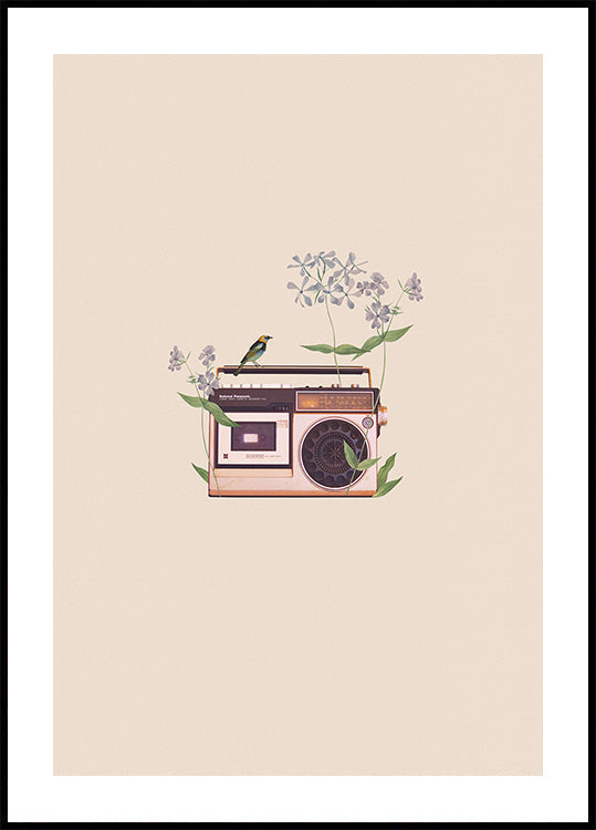 Vintage-Radio-Poster mit Blumenmuster