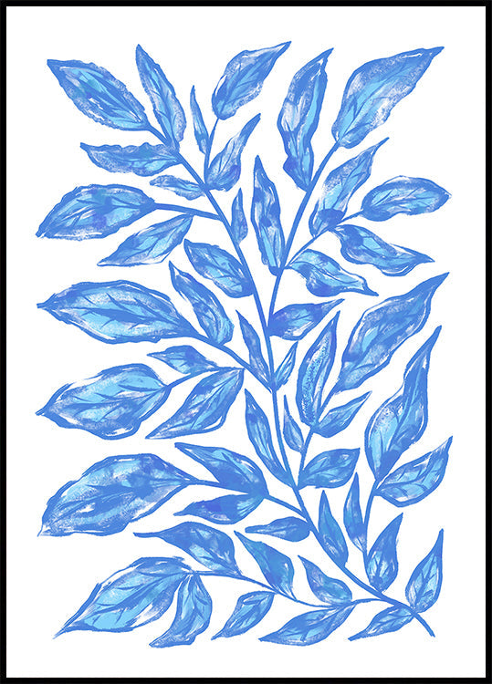 Botanical Illustration Of Blue Leaves Plakat - Posterbox