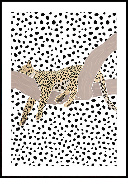 Poster mit schlafenden Polka-Punkten und Leopardenmuster