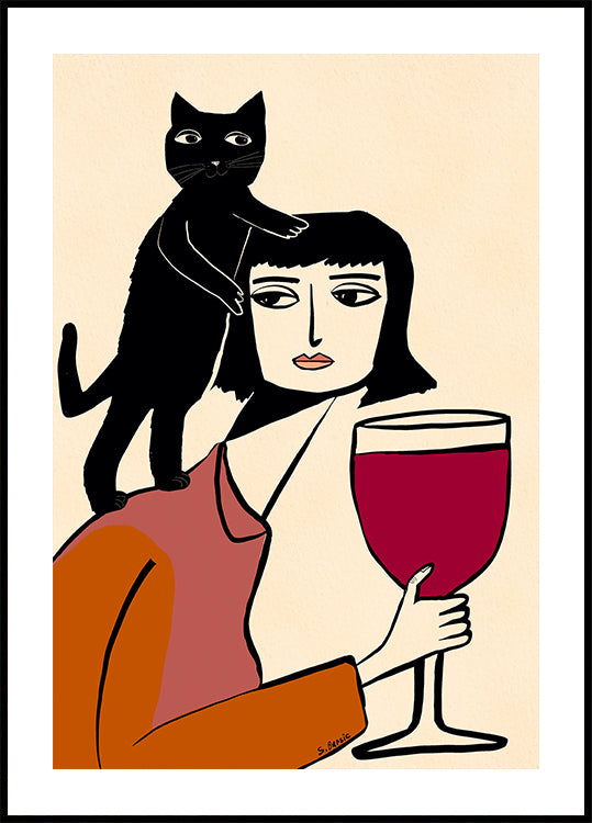 Wine and cat lover Plakat