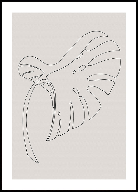 Monstera Bent Beige Poster