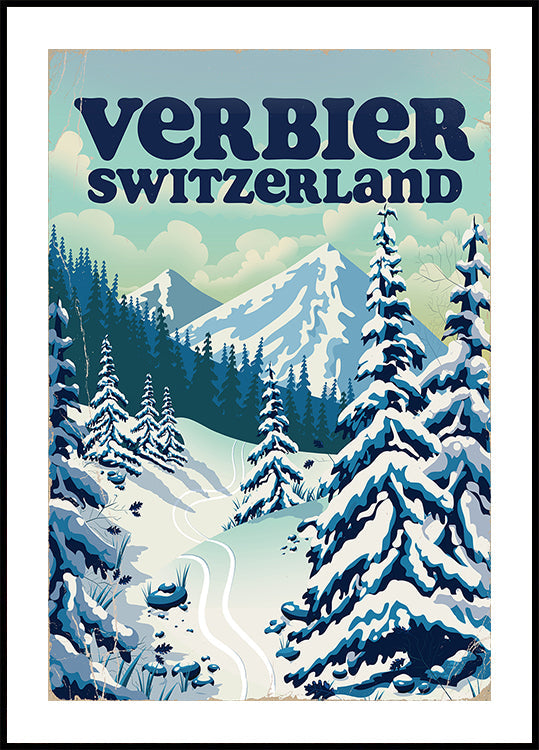 Verbier Schweiz Ski Poster (NEU)