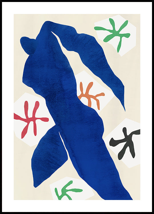 Abstraktes blaues Figurenplakat