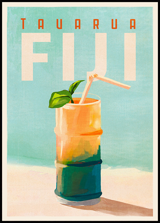 Tavarua Fidschi Cocktail-Reisekunst-Poster