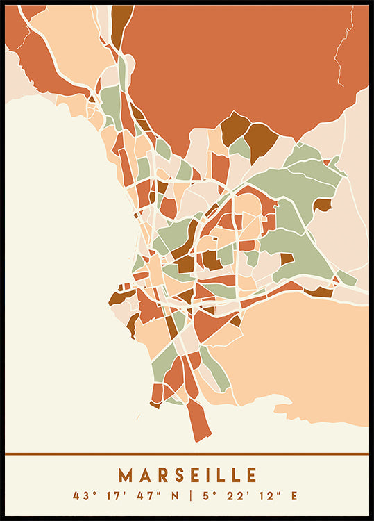 Black Maps Earth Tones 48 Plakat - Posterbox