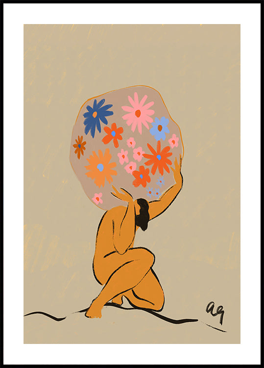 Poster „Welt auf ihren Schultern“.