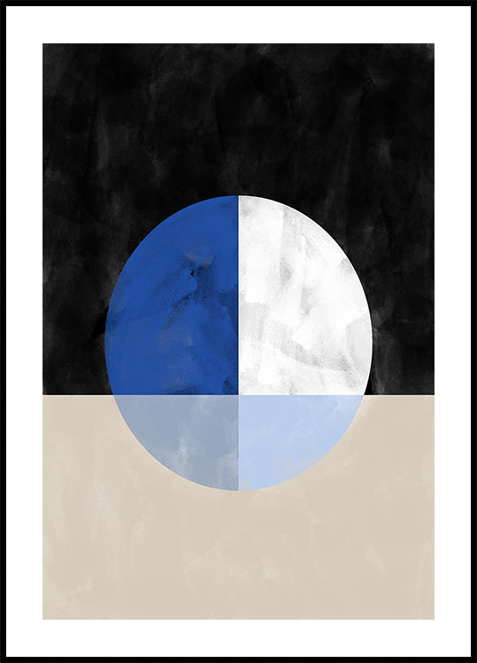 Isected Circle mit blauen und weißen Quadranten Poster