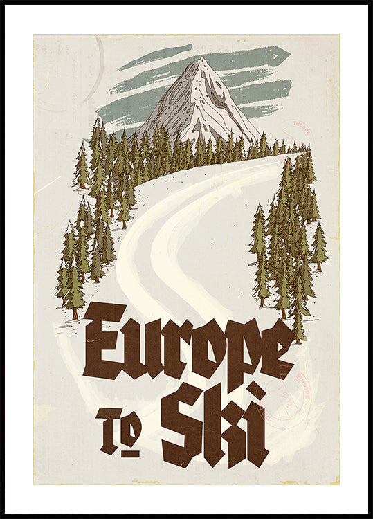 Europe To Ski Vintage Reisepostkarte (NEU)