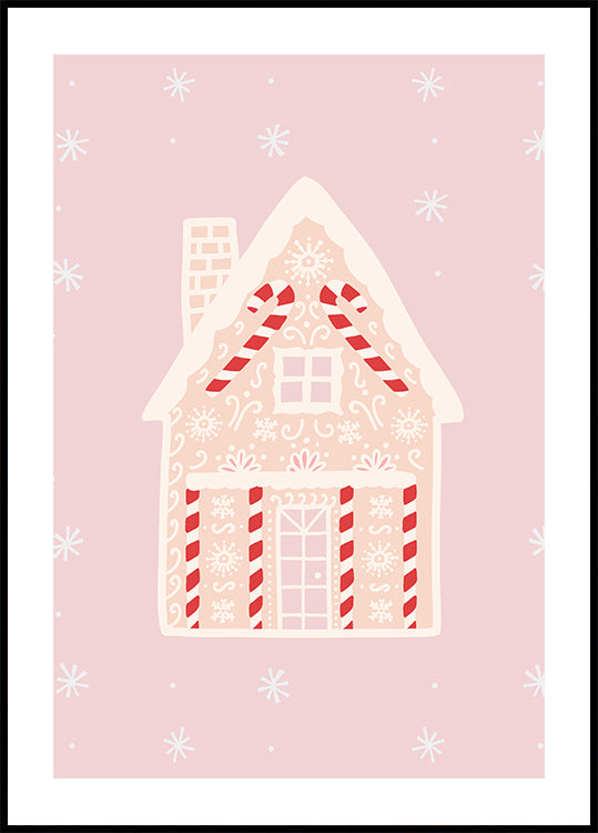 Rosa Lebkuchenhaus-Poster