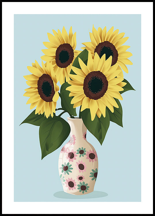 Vase mit Sonnenblumen Poster