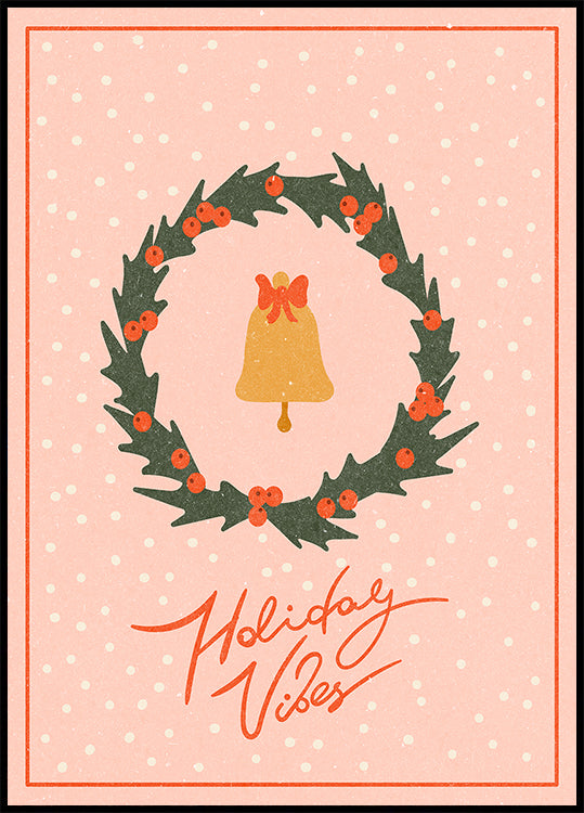 Weihnachtskranz mit Glocke und Schleife Poster