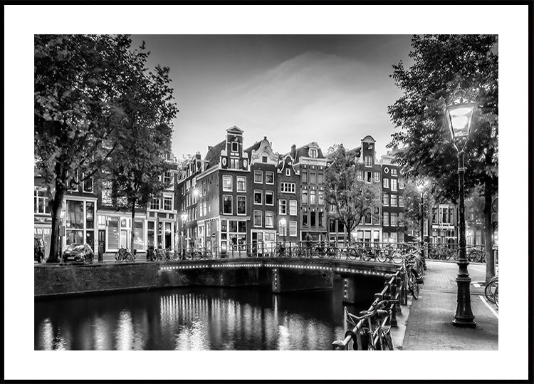 AMSTERDAM Idyllic impression from Singel - Monochrome Plakat - Posterbox