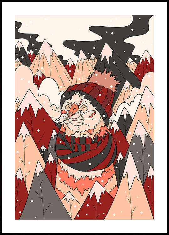 Gemütliches Winterkatzen-Poster