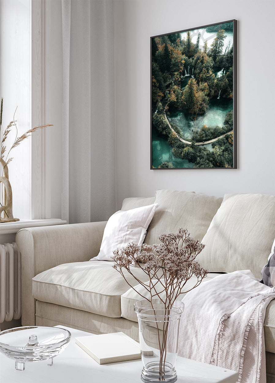 Road Across the Lake in the Forest Plakat - Posterbox.dk