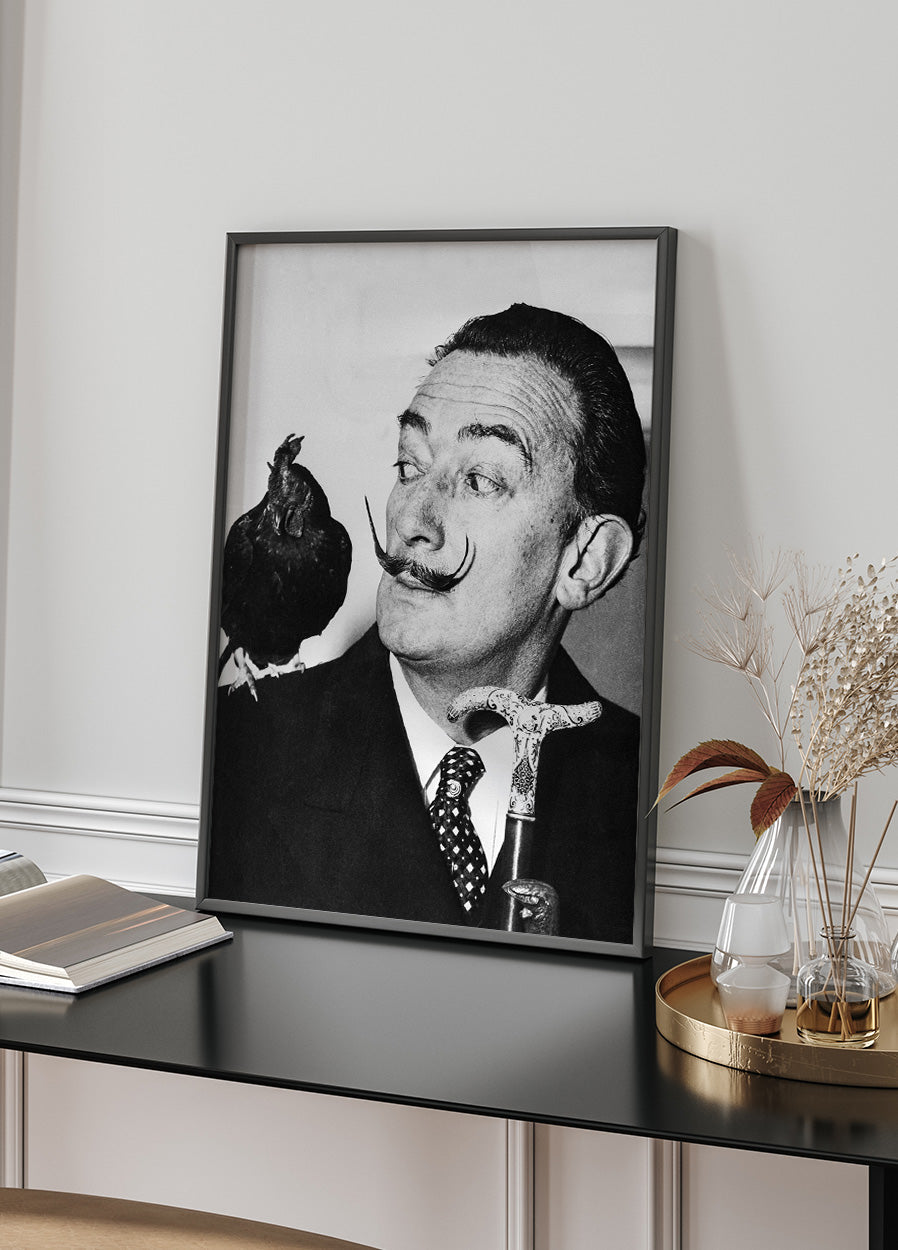 Salvador Dali with Rooster Plakat - Posterbox.dk