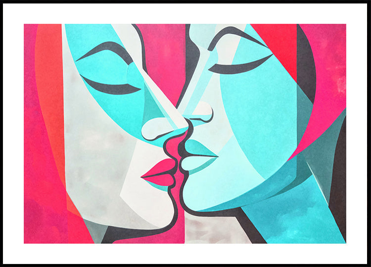 A Kiss Pink Teal Plakat - Posterbox