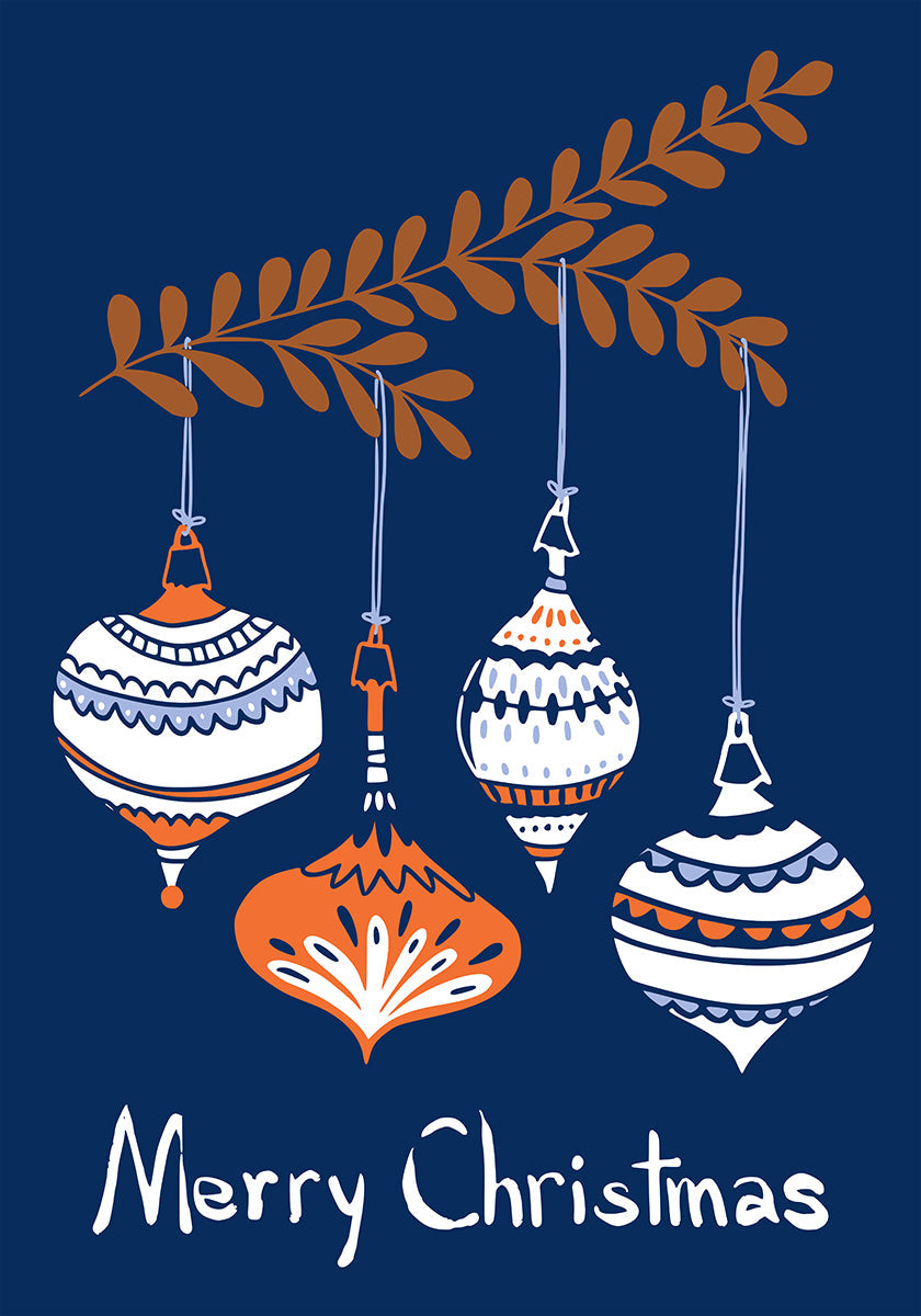 Cheerful little Christmas baubles blue Plakat - Posterbox