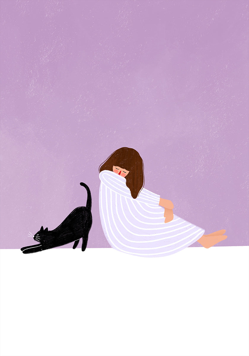 Girl and Cat Plakat - Posterbox