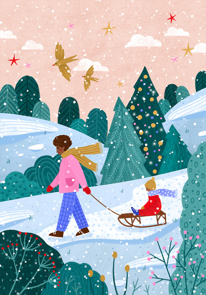 Snowy Sledge Walk Plakat - Posterbox
