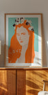 Woman with Orange Hair Adorned with Flowers Plakat - Posterbox