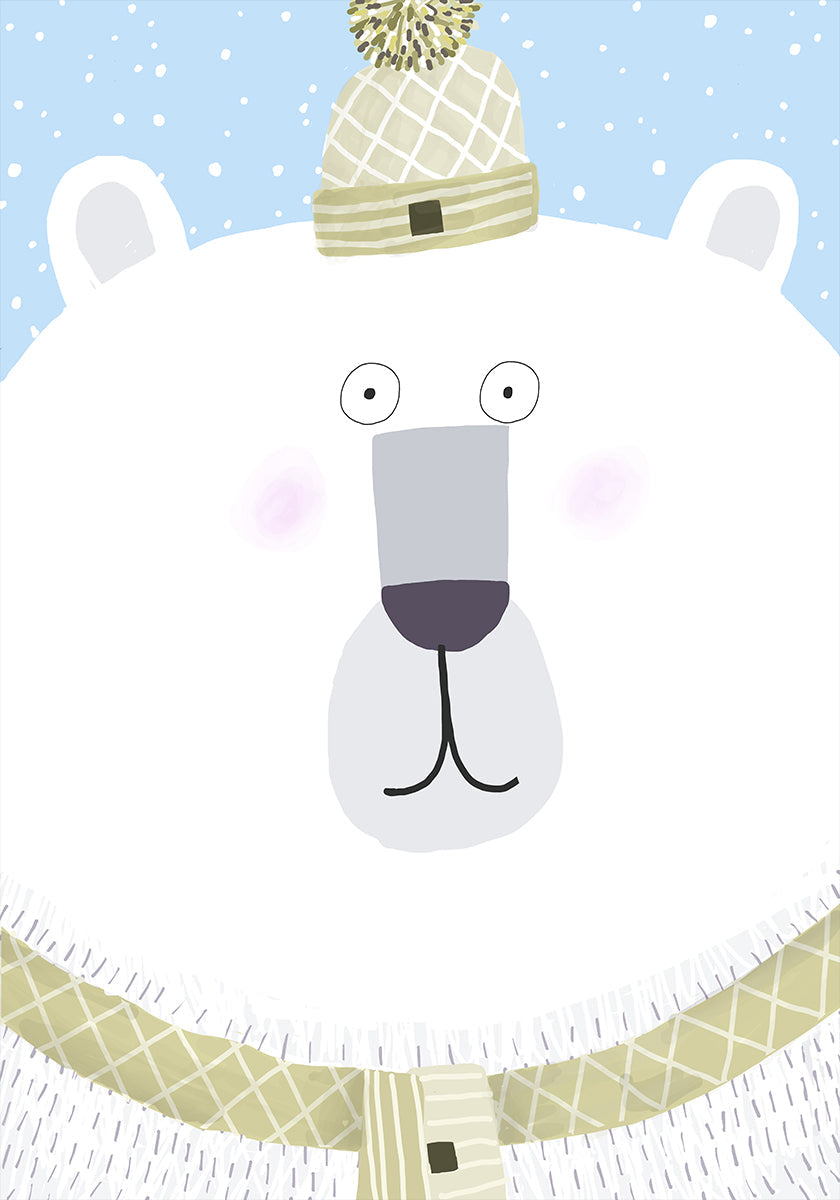 Polar Bear with Winter Hat and Scarf by Carla Daly Plakat - Posterbox