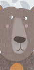 Cute Brown Bear with Grey Leaf Pattern by Artist Carla Plakat - Posterbox