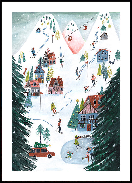 Nordic Skiing in the mountains at Christmas Plakat - Posterbox